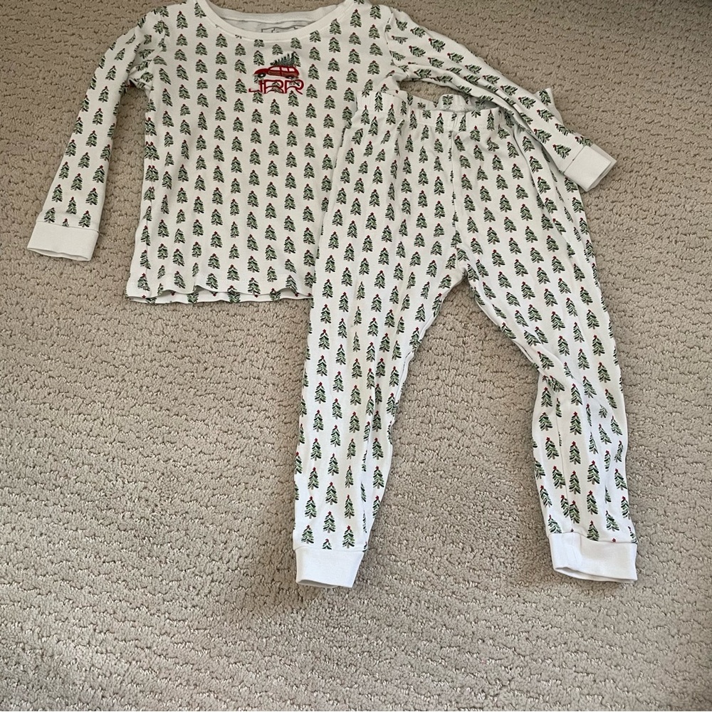 Lila and Hayes Christmas Tree Pajama Set **Initials Embroidered Size 3T